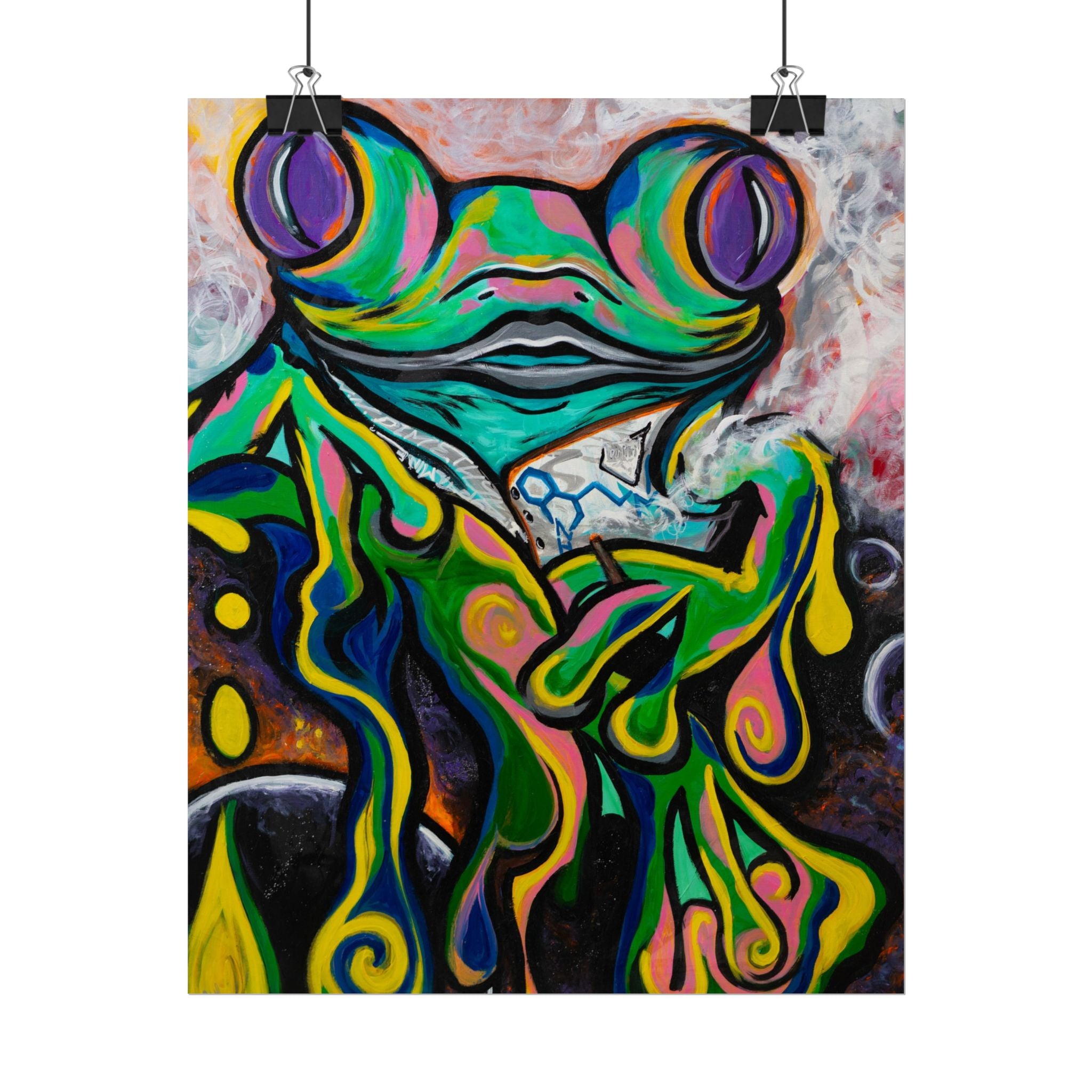 "The Storyteller" Psychedelic Frog Art Poster — Colorful Abstract Amphibian Wall Print (Rolled Poster)