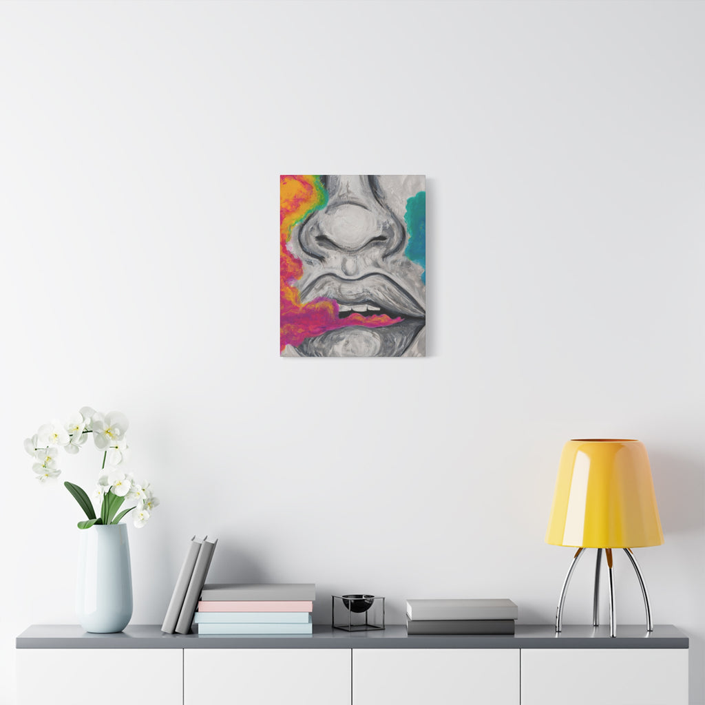 "Just Breathe" — Abstract Lip Portrait Matte Stretched Canvas