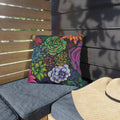 Rainbow Succulent Garden Outdoor Pillow — Colorful Botanical Throw Pillow for Patio & Porch