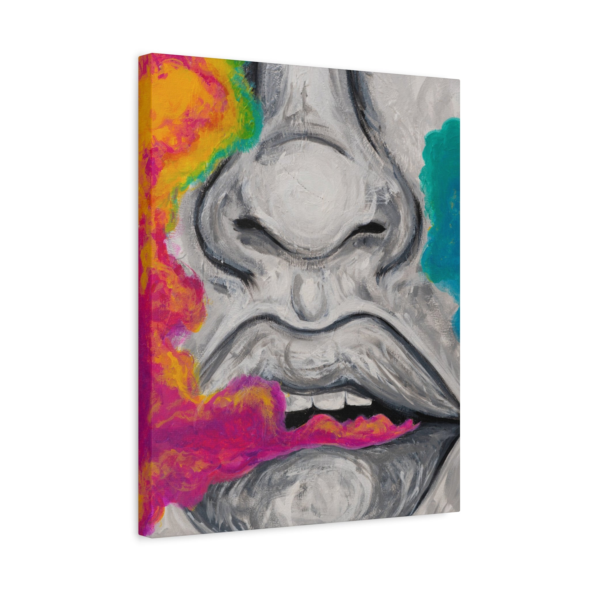 "Just Breathe" — Abstract Lip Portrait Matte Stretched Canvas