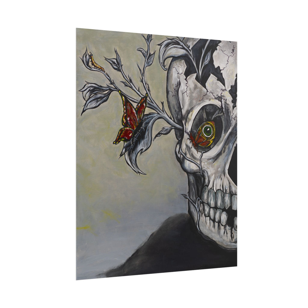 "Beauty of Life and Death" Skull & Butterfly Art Poster — Rolled Wall Art Print