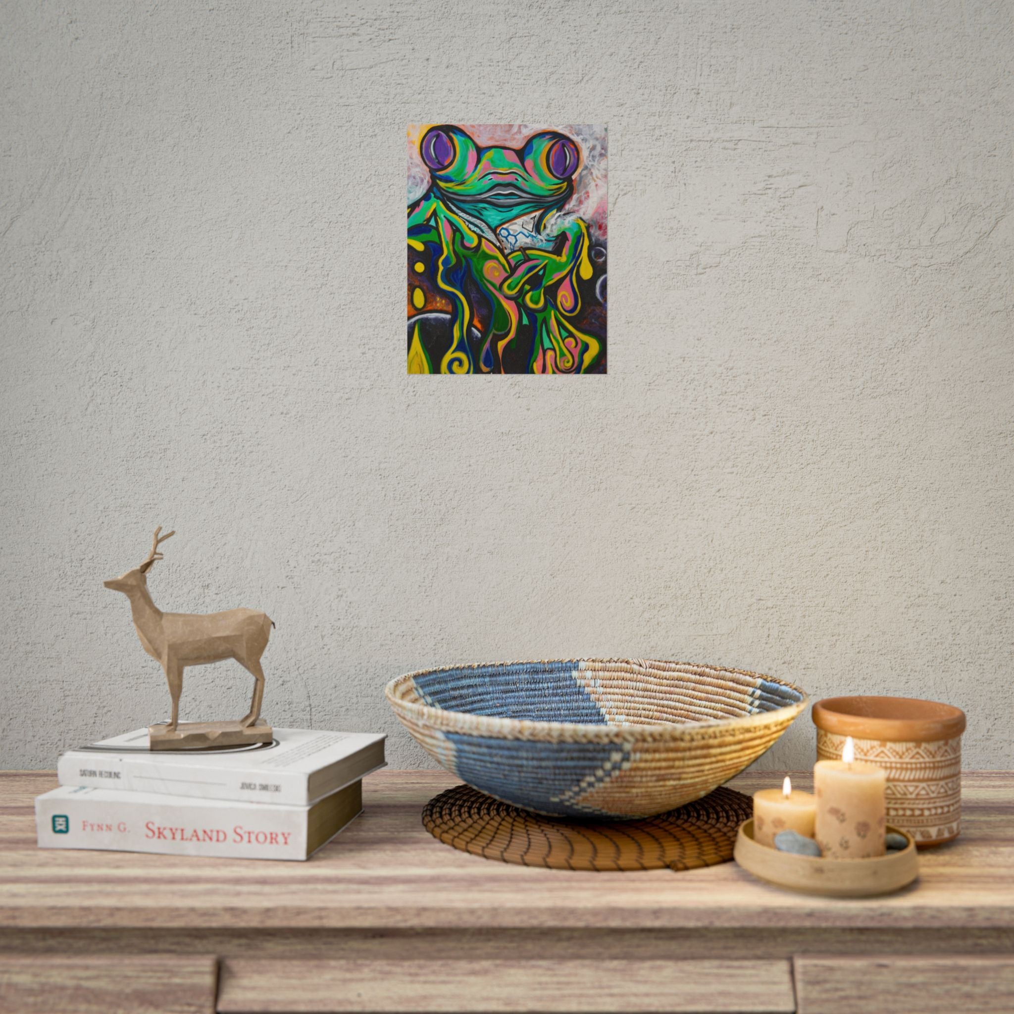 "The Storyteller" Psychedelic Frog Art Poster — Colorful Abstract Amphibian Wall Print (Rolled Poster)