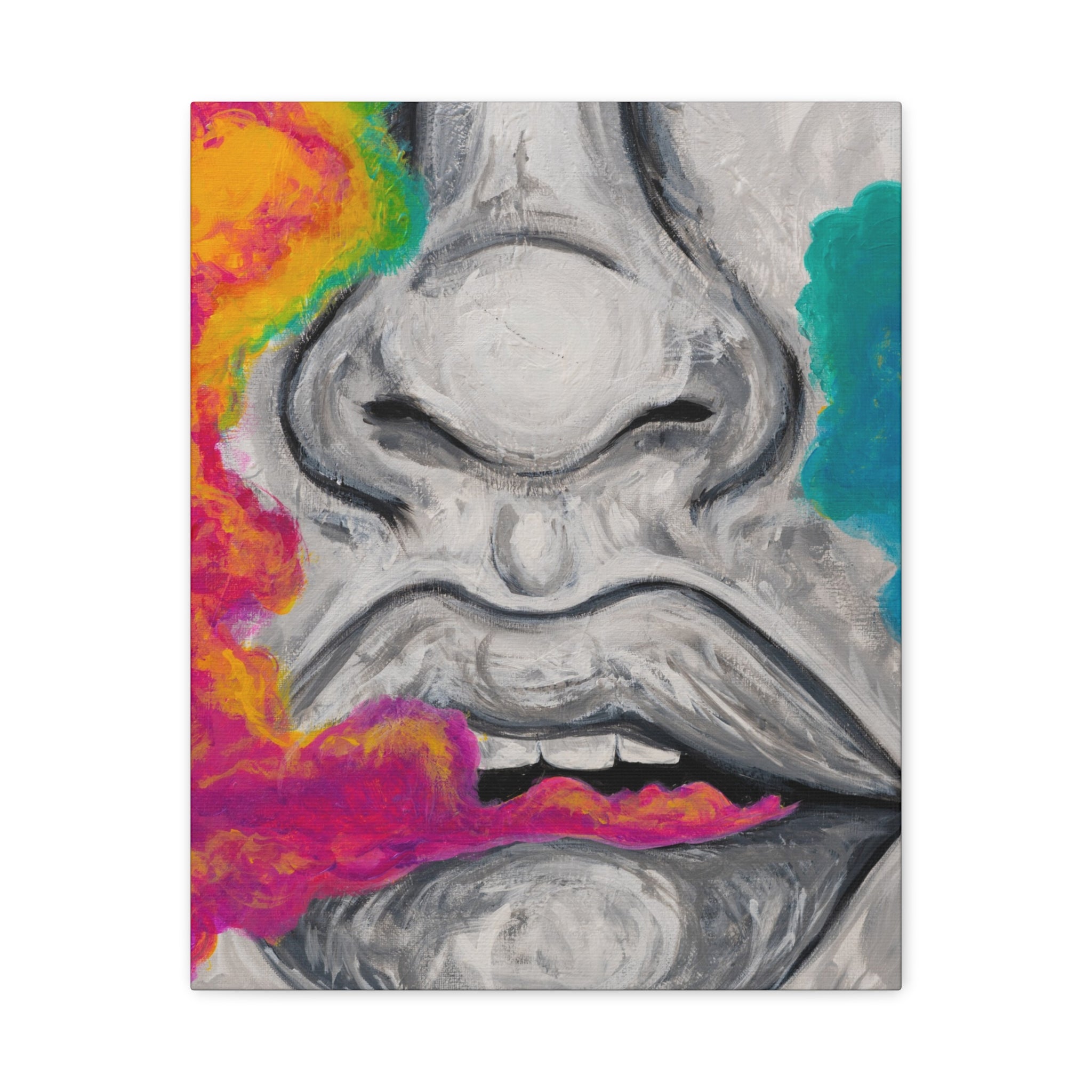 "Just Breathe" — Abstract Lip Portrait Matte Stretched Canvas