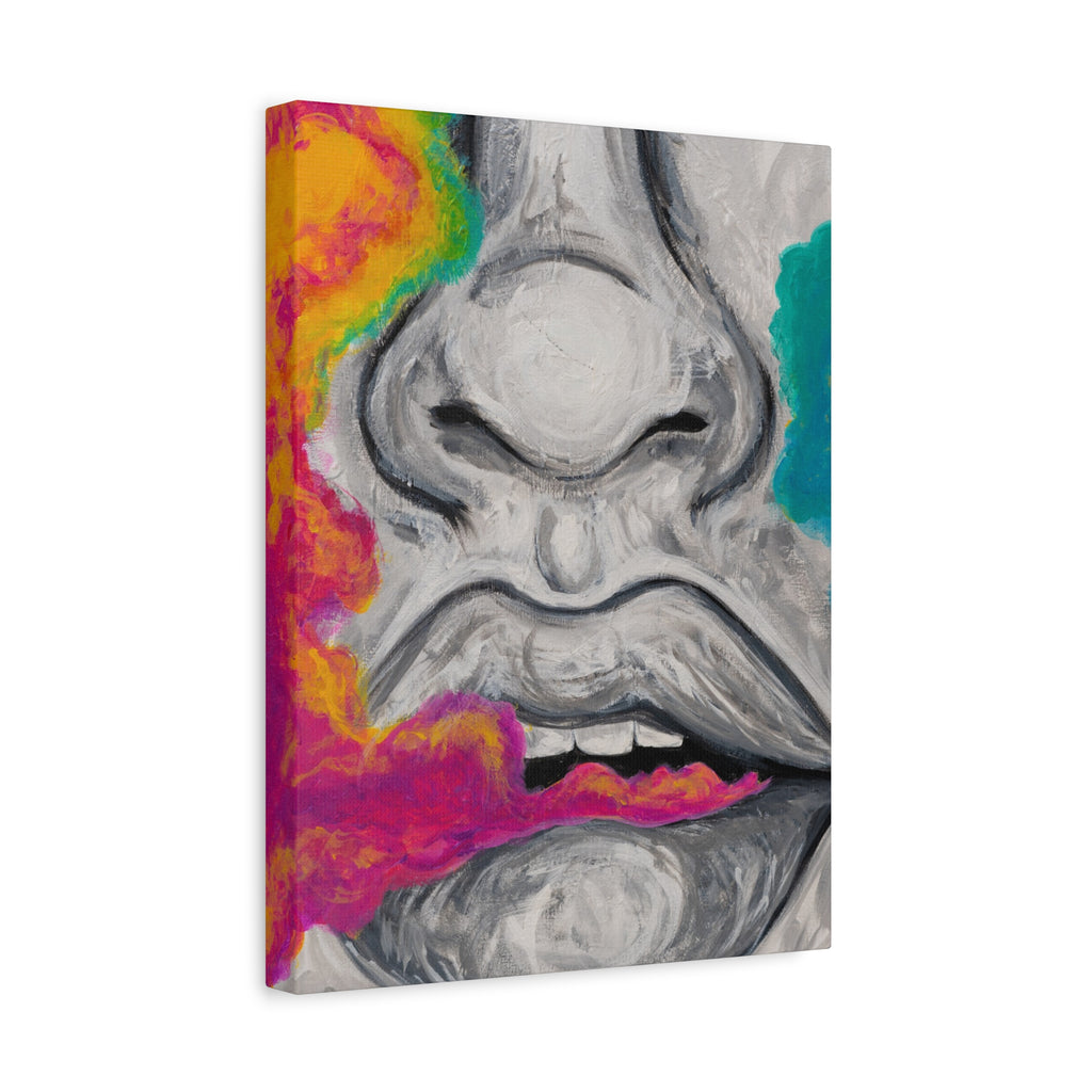 "Just Breathe" — Abstract Lip Portrait Matte Stretched Canvas