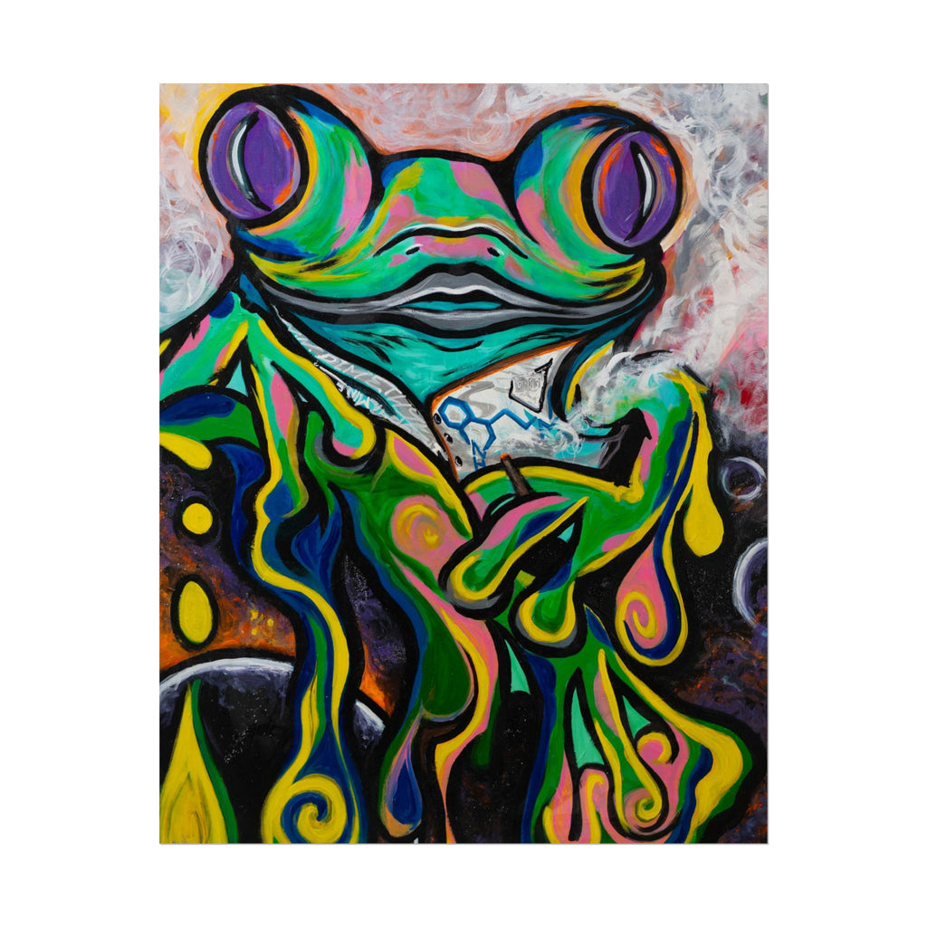 "The Storyteller" Psychedelic Frog Art Poster — Colorful Abstract Amphibian Wall Print (Rolled Poster)