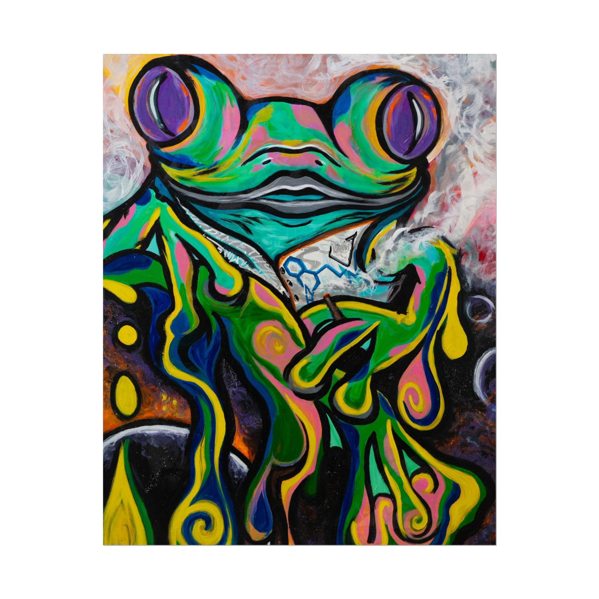 "The Storyteller" Psychedelic Frog Art Poster — Colorful Abstract Amphibian Wall Print (Rolled Poster)