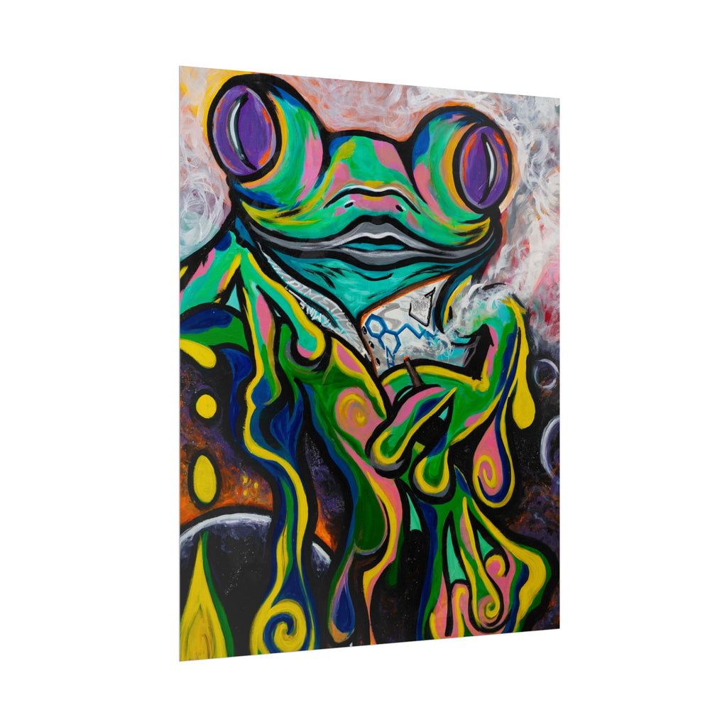 "The Storyteller" Psychedelic Frog Art Poster — Colorful Abstract Amphibian Wall Print (Rolled Poster)