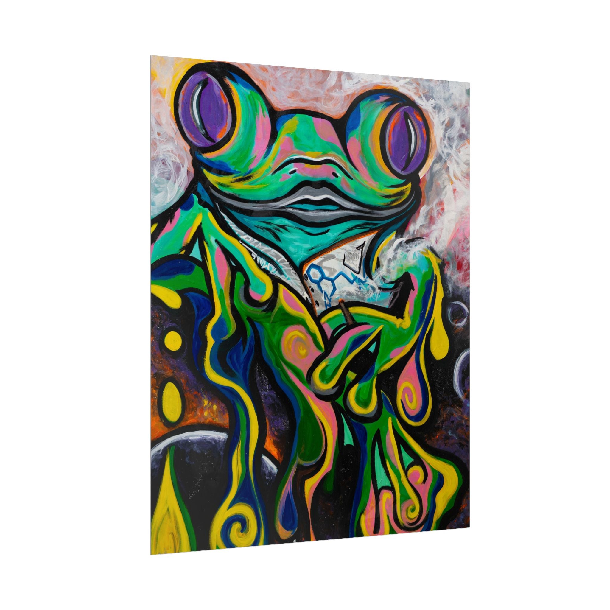 "The Storyteller" Psychedelic Frog Art Poster — Colorful Abstract Amphibian Wall Print (Rolled Poster)