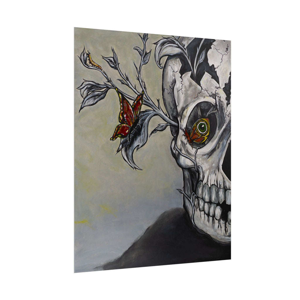 "Beauty of Life and Death" Skull & Butterfly Art Poster — Rolled Wall Art Print