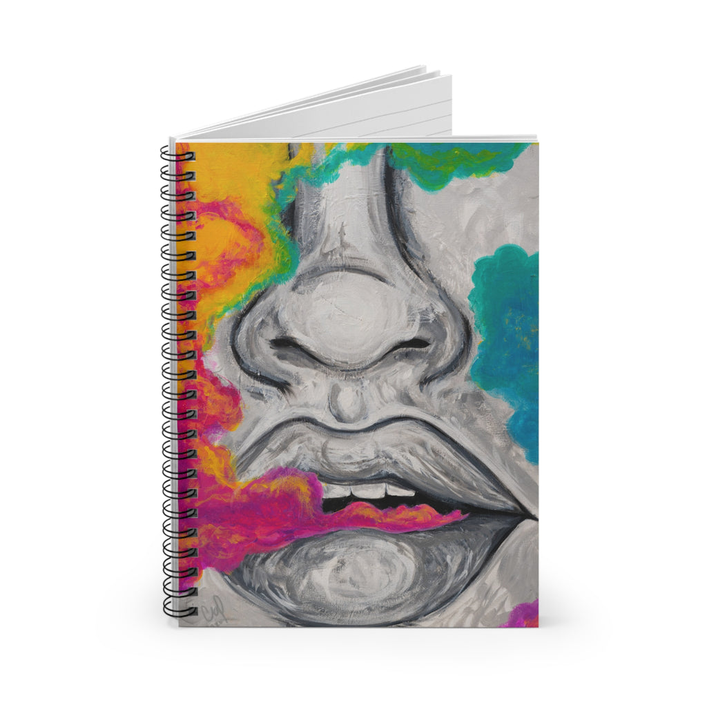 "Just Breathe"- Abstract Smoke Lips Spiral Notebook