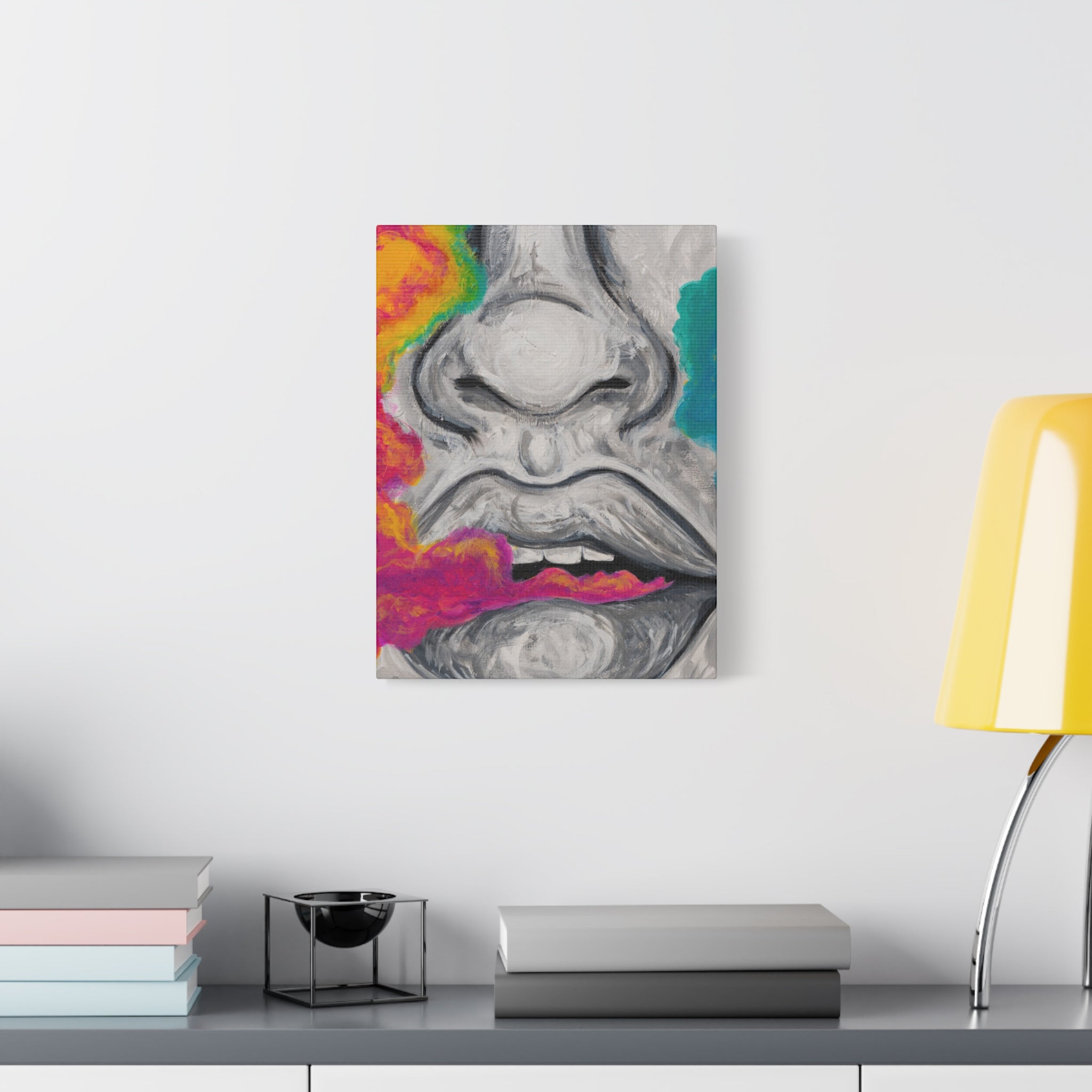 "Just Breathe" — Abstract Lip Portrait Matte Stretched Canvas