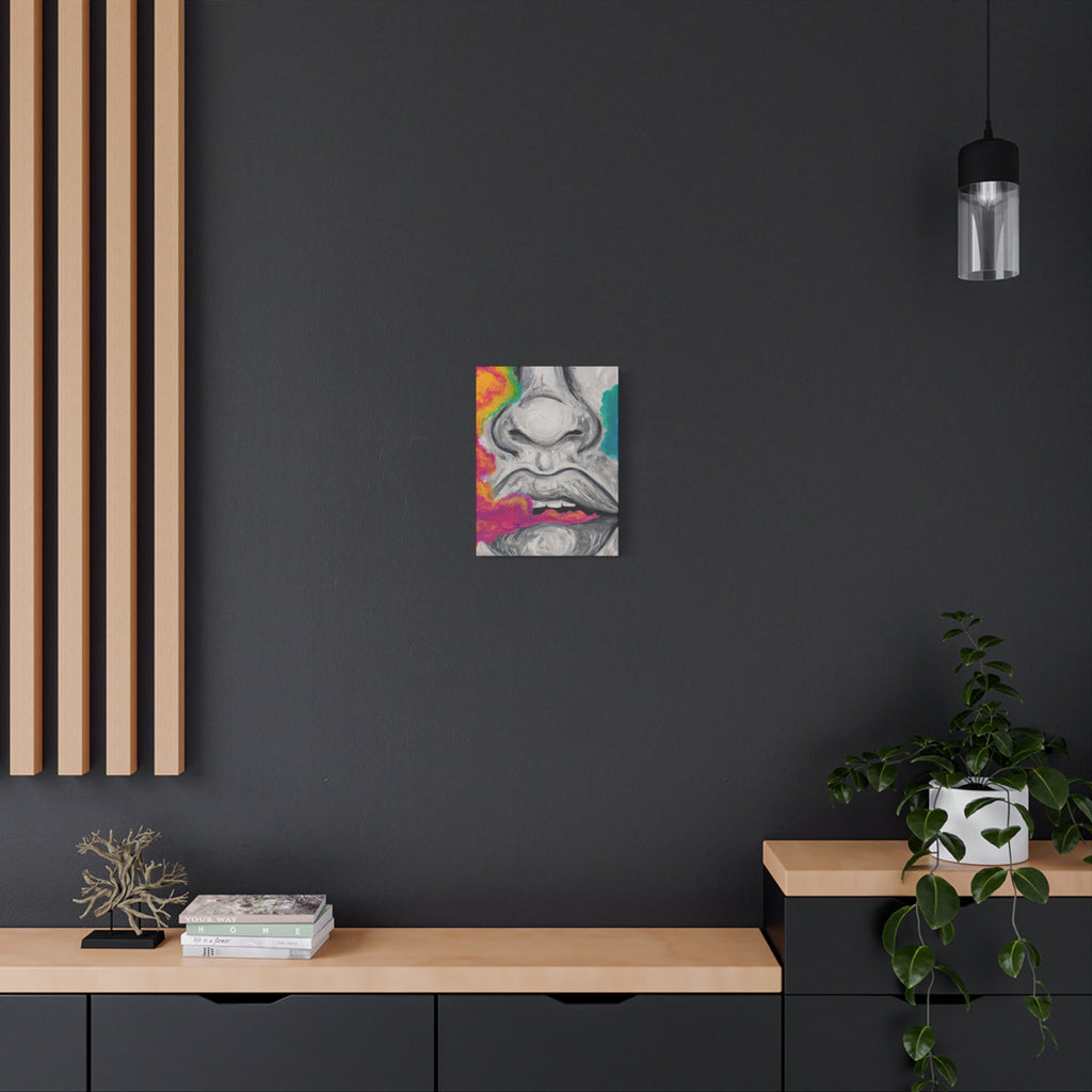 "Just Breathe" — Abstract Lip Portrait Matte Stretched Canvas