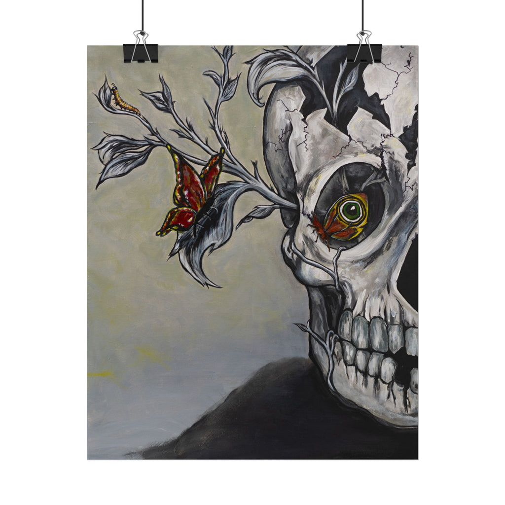 "Beauty of Life and Death" Skull & Butterfly Art Poster — Rolled Wall Art Print