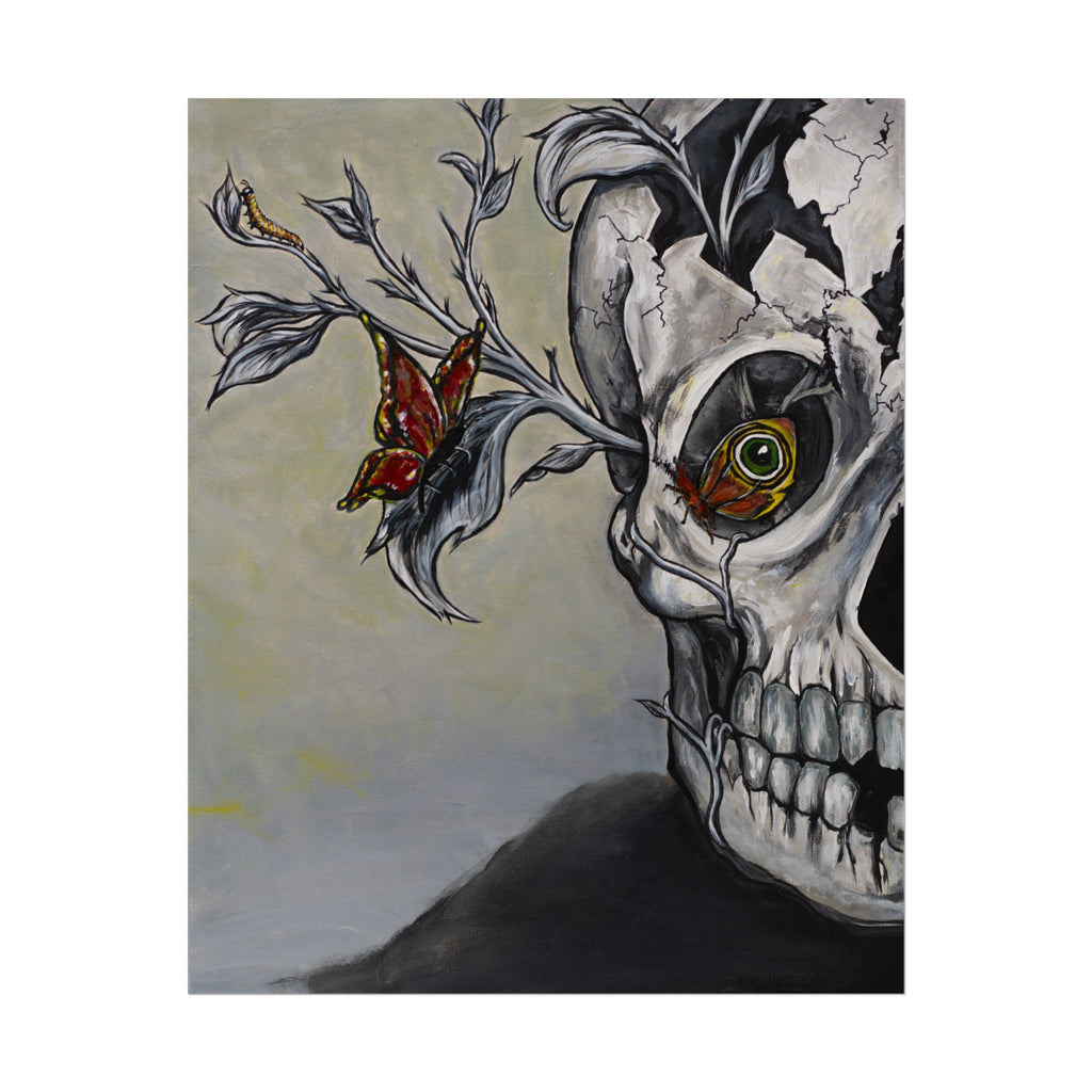 "Beauty of Life and Death" Skull & Butterfly Art Poster — Rolled Wall Art Print