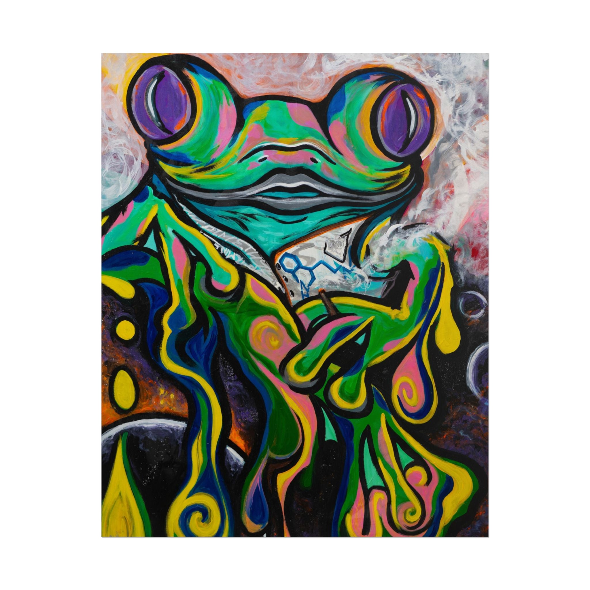 "The Storyteller" Psychedelic Frog Art Poster — Colorful Abstract Amphibian Wall Print (Rolled Poster)
