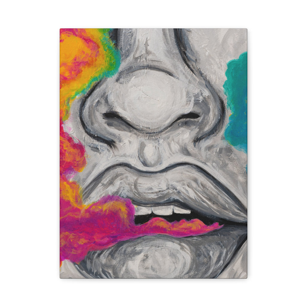 "Just Breathe" — Abstract Lip Portrait Matte Stretched Canvas