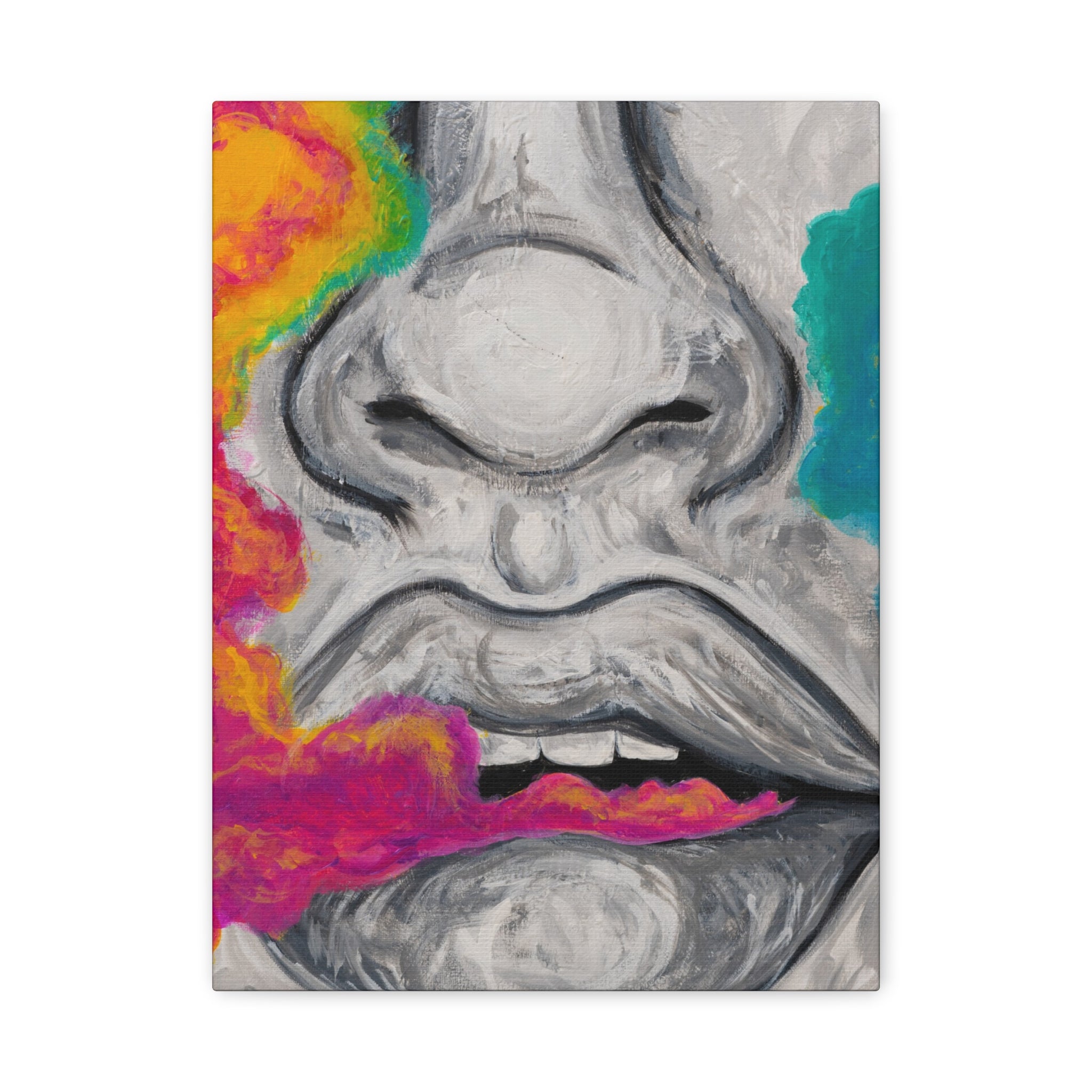 "Just Breathe" — Abstract Lip Portrait Matte Stretched Canvas