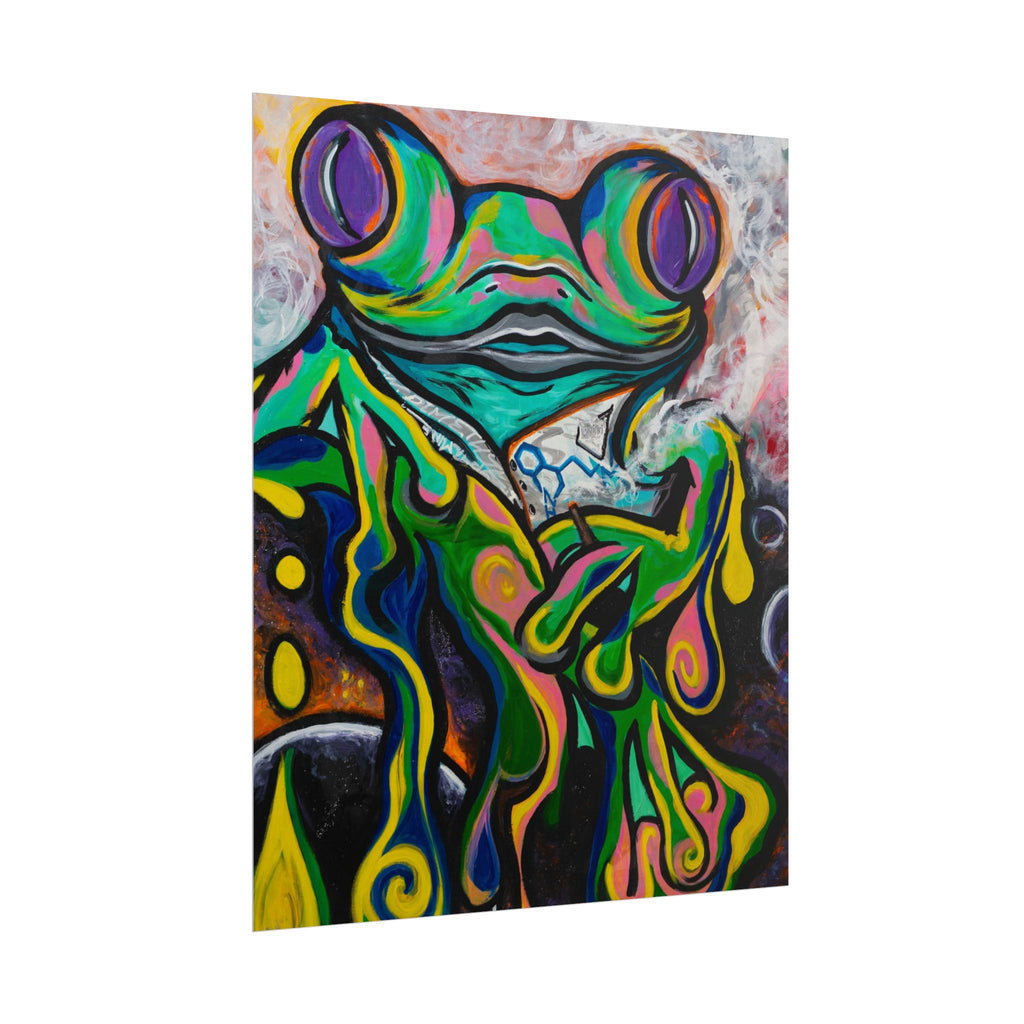 "The Storyteller" Psychedelic Frog Art Poster — Colorful Abstract Amphibian Wall Print (Rolled Poster)